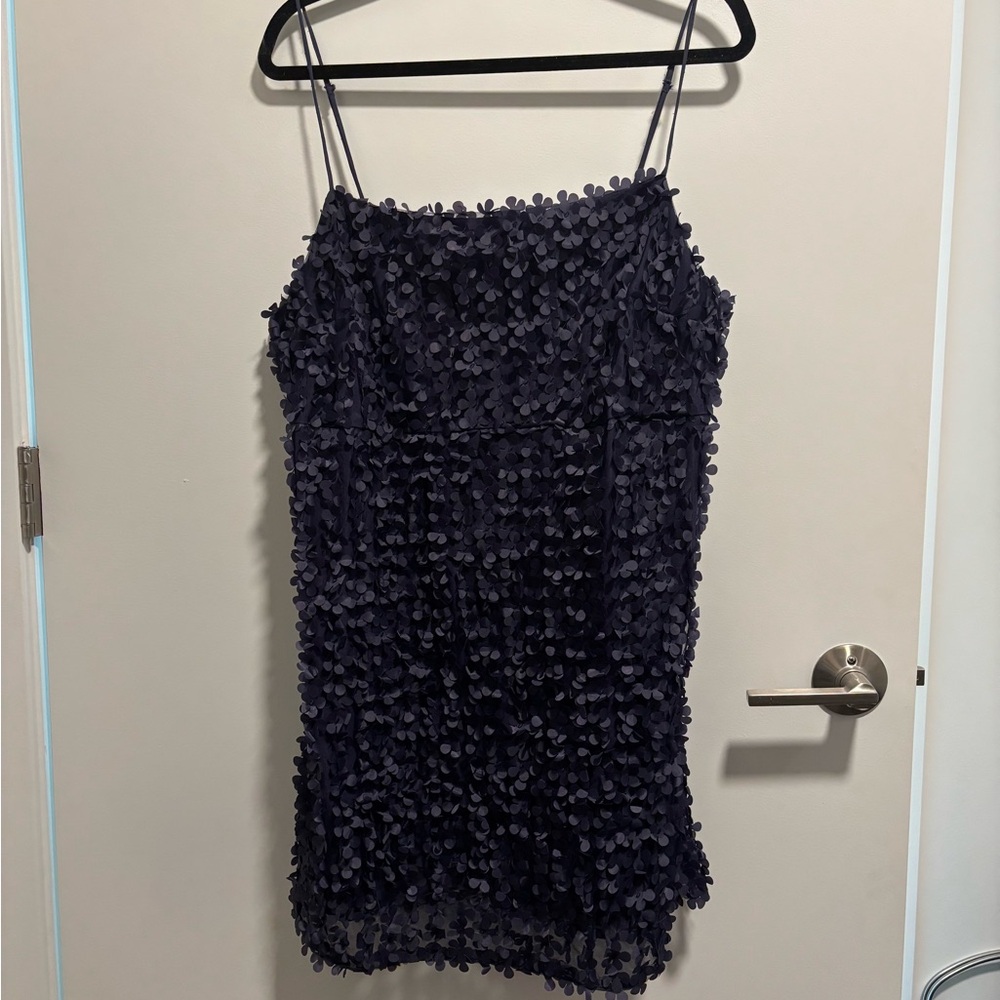 Anthropologie Navy 3D Floral Dress